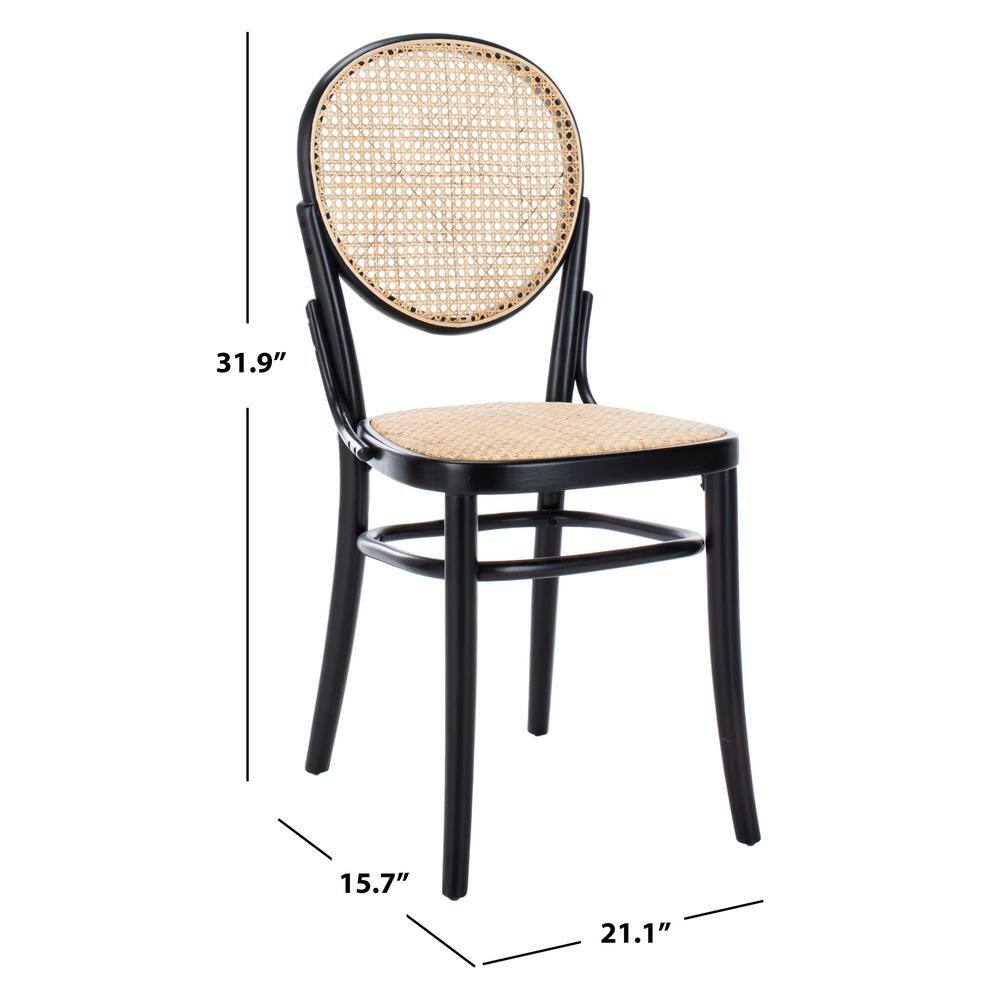 Sonia Black and Natural Cane Wood Side Chair Set