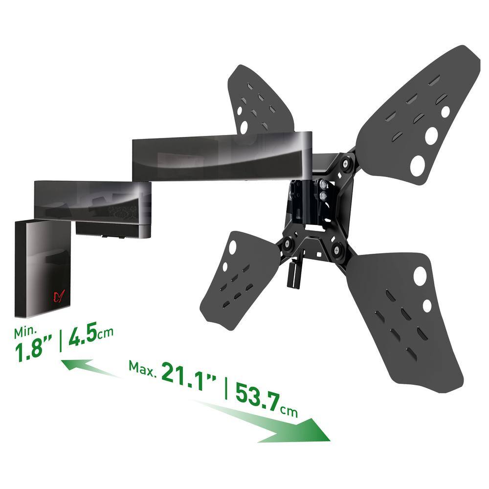 Barkan a Better Point of View Barkan 32" to 70" Full Motion - 4 Movement Flat / Curved TV Wall Mount, Black, Very Low Profile, Touch & Tilt