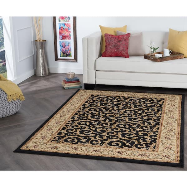 Elegance Oriental Black 5 ft. x 7 ft. Indoor Area Rug