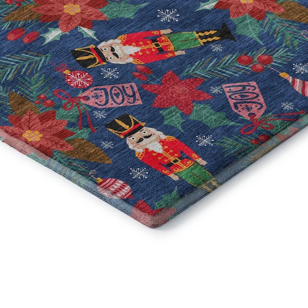 Mayfield Premium Machine Washable Abstract AMF1822 Navy 5 ft. x 7 ft. 6 in. Area Rug