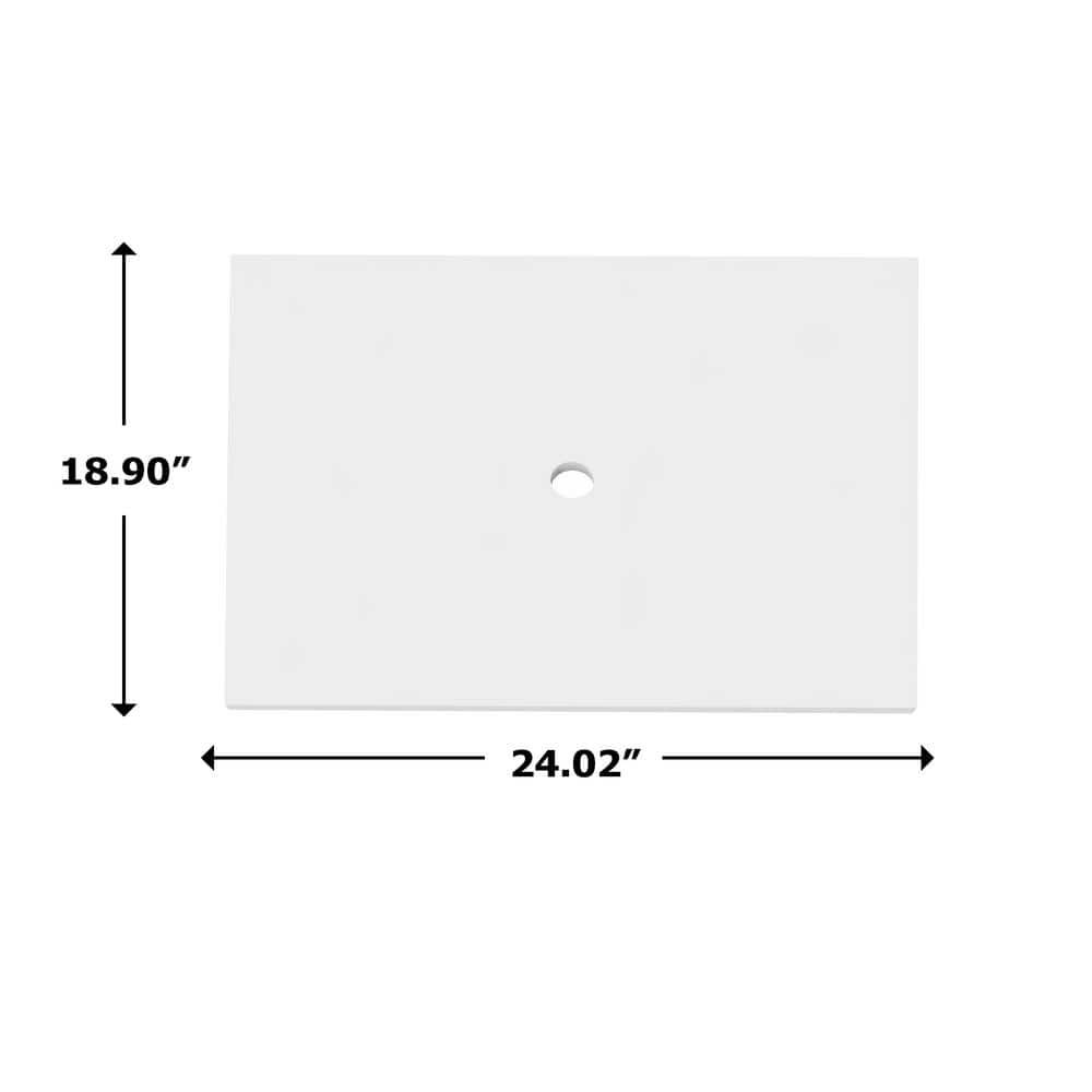 24 Inch White Solid Surface Minimalist Vanity Countertop