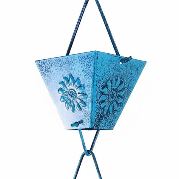 Patina Rainwater Catcher and Diverter, 8.5 ft. Chains for Garden Patina Square Cups, with Gutter Clip