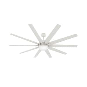 Overton 72 in. Outdoor Matte White Ceiling Fan with Light Kit and Wall Switch