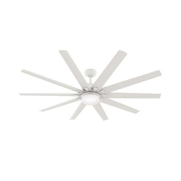 Hunter Overton 72 in. Outdoor Matte White Ceiling Fan with Light Kit and Wall Switch