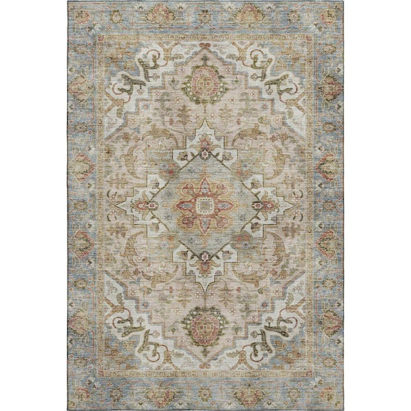 Mayfield Premium Machine Washable Abstract AMF2163 Beige 10 ft. x 14 ft. Area Rug