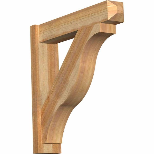 Ekena Millwork 6 in. x 28 in. x 28 in. Western Red Cedar Fuston Craftsman Rough Sawn Outlooker