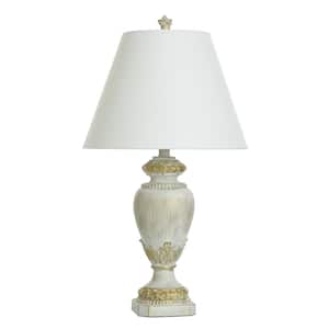 Lainey 27 in. White Table Lamp with White Fabric Shade