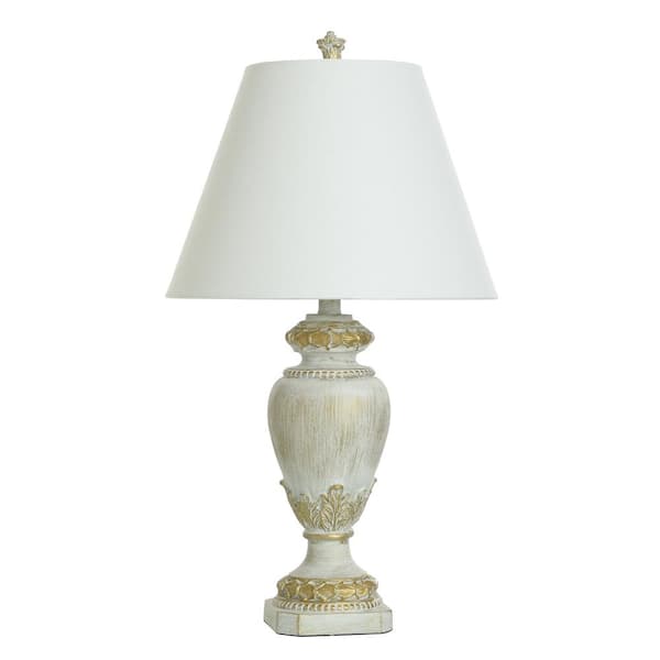 StyleCraft Lainey 27 in. White Table Lamp with White Fabric Shade