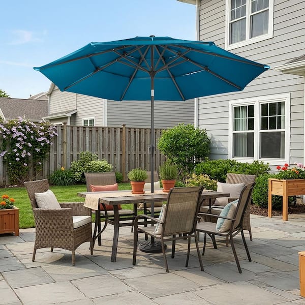 bi mart patio umbrella 9ft Patio Umbrella 8 Ribs Outdoor Market Table Umbrella with Push Button  Tilt