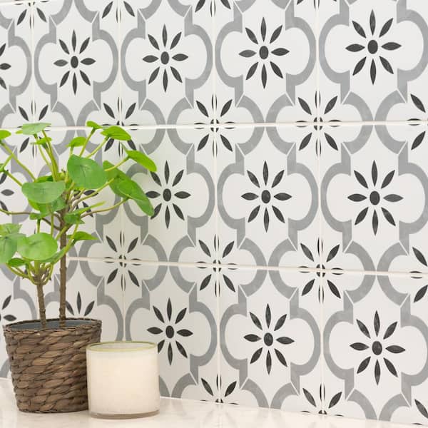 Take Home Tile Sample-Azila Encaustic 8 in. x 8 in. Matte Porcelain Floor and Wall Tile