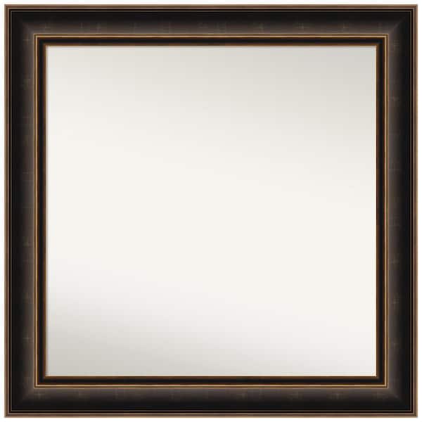 Amanti Art Villa Oil Rubbed Bronze 31.75 in. x 31.75 in. Non-Beveled Casual Square Wood Framed Wall Mirror in Bronze