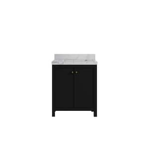 Chicago 30 in. W x 22 in. D x 36 in. H Single Sink Bath Vanity Center in Black with 2 in. Venatino Qt. Top