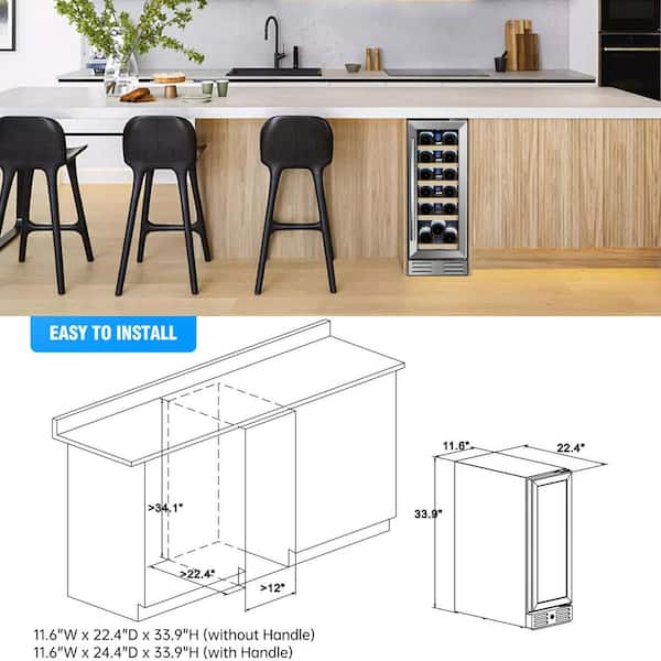 Kalamera - 12 in. Built-in 18 Bottle Wine Cooler with Touch Control