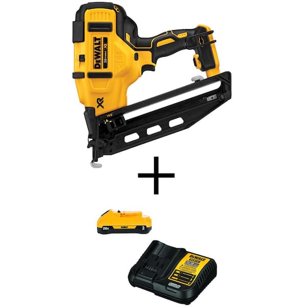 DEWALT 20V MAX XR Lithium-Ion 16-Gauge Electric Cordless Angled Finishing Nailer with 3.0Ah Battery and Charger