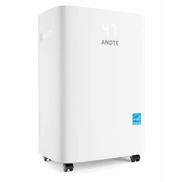 120 pt White Dehumidifier for 6500 sq. ft. Basement and Home w/ Drain Hose, Smart Humidity Control, Touch Control Panel