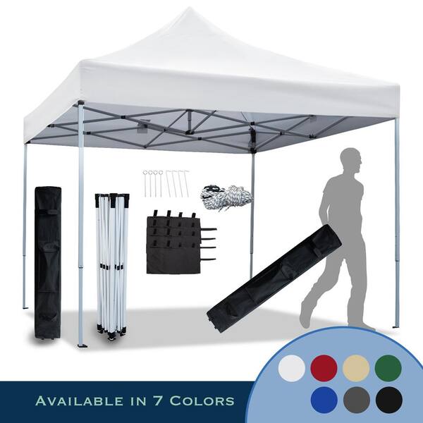 Photo 1 of 10 ft. x 10 ft. Commercial Steel Instant Canopy Pop-Up Tent Adjustable Legs, White