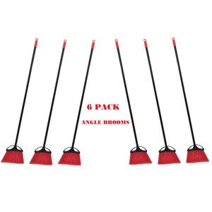 10 in. Red Indoor Outdoor Bristle Angle Broom (6-Pack)