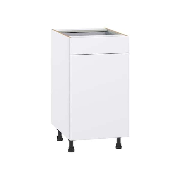 J COLLECTION Fairhope Bright White Slab Assembled Base Kitchen Cabinet with Two 5 in. Drawers (12 in. W X 34.5 in. H X 24 in. D)