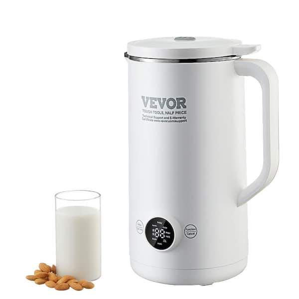 VEVOR Nut Milk Maker 21Oz. Single Speed Countertop Blenders stainless steel white 8-in-1-Soymilk Maker with 8-Leaf Blades