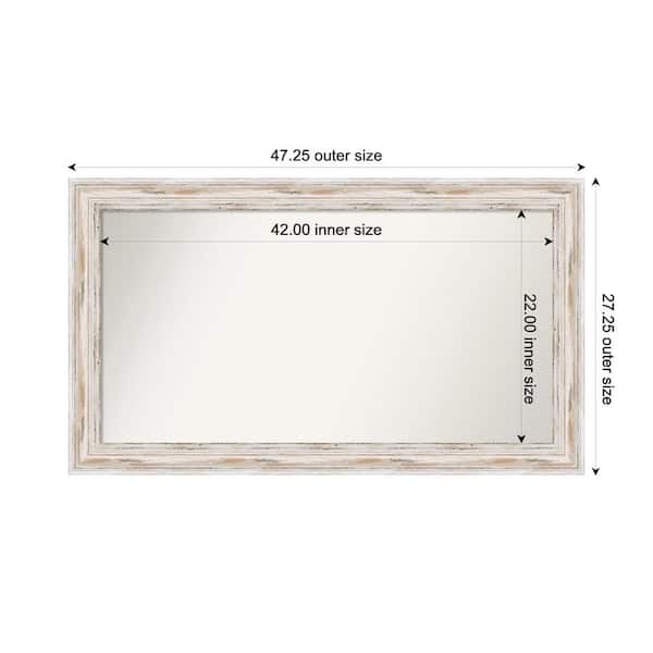Amanti Art Alexandria Whitewash 47.25 in. x 27.25 in. Custom Non-Beveled Wood Framed Bathroom Vanity Wall Mirror