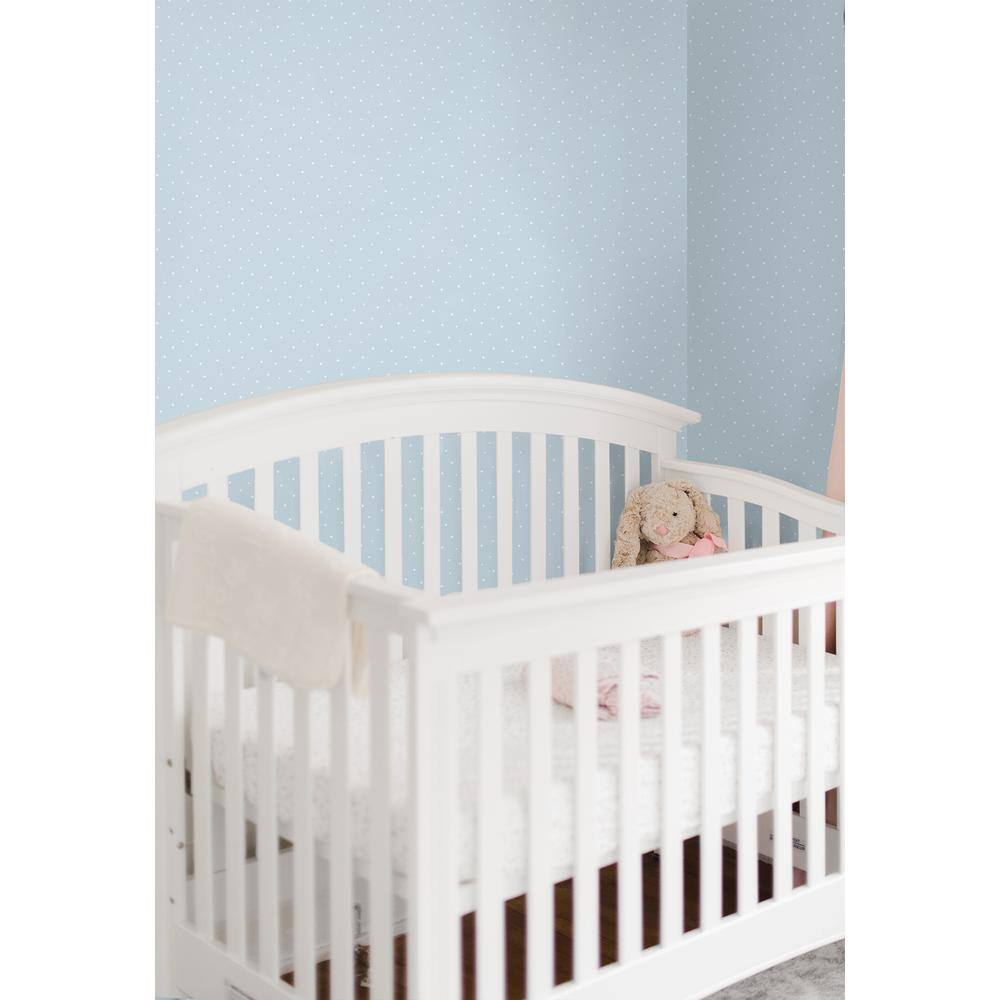 Baby Blue Self-Adhesive Vinyl Polka Dot Wallpaper Roll