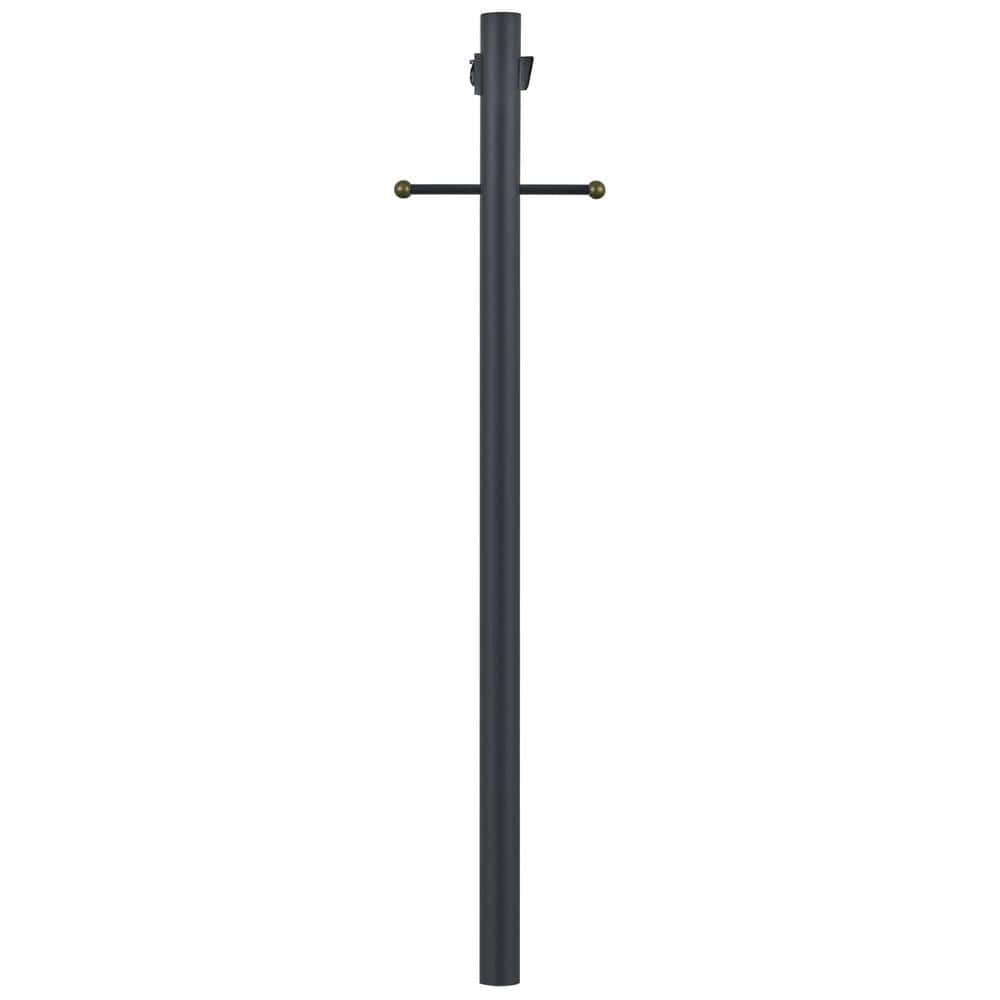 Black Outdoor Lamp Post with Outlet and Photo Eye