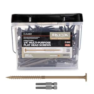 1/4 in. x 6 in. Star Drive Flat Head Multi-Purpose Structural Wood Screw - PROTECH Ultra 4 Exterior Coated (250-Pack)