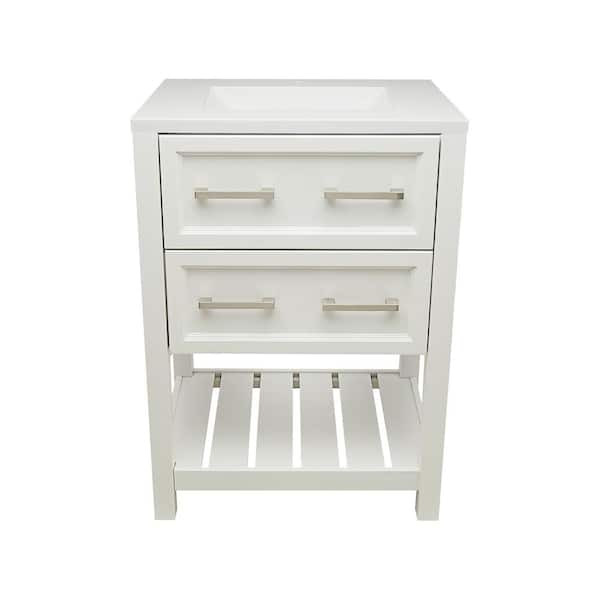 Ella Tremblant 25 in. W x 19 in. D x 36 in . H Bath Vanity in Gray with White Cultured Marble Top Single Hole