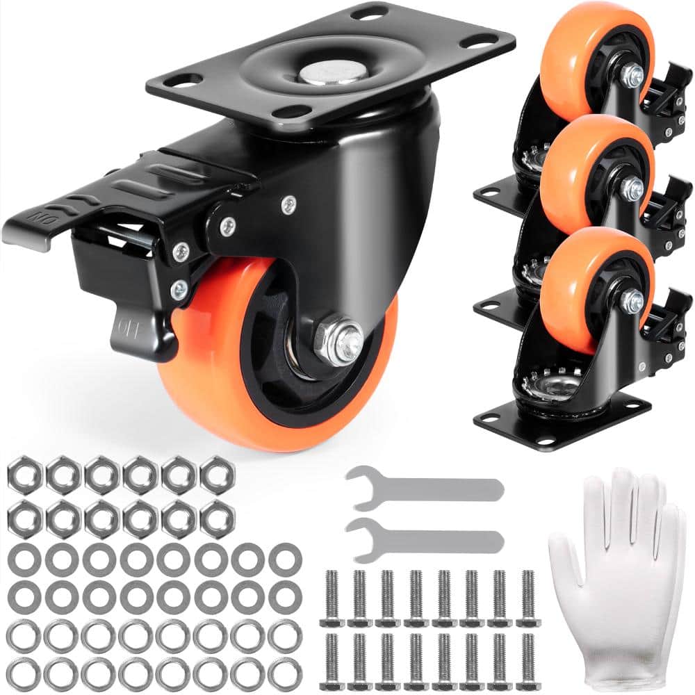3-Inch Swivel Caster Wheels Set of 4, Lockable No Noise PVC Wheel 250lbs Per Caster price history on PriceWatchPro