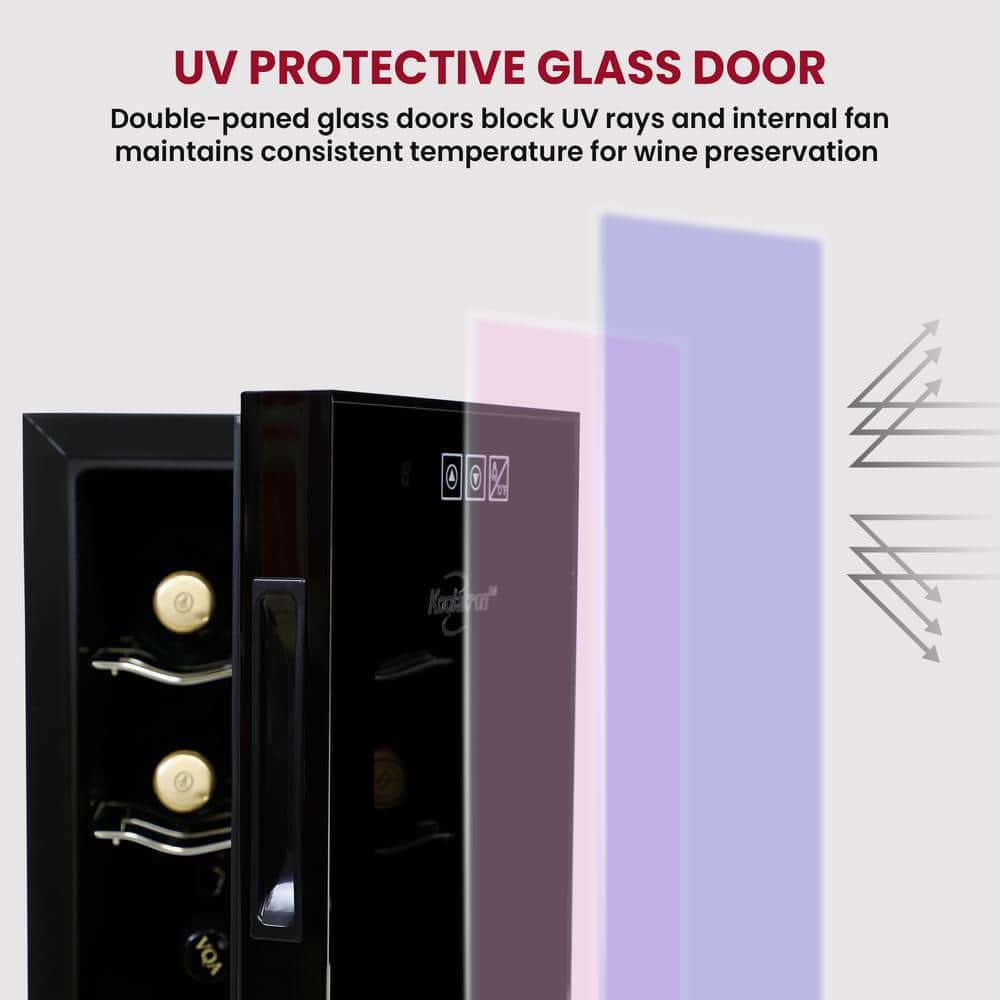 Black Thermoelectric Freestanding Wine Cooler with UV Glass Door