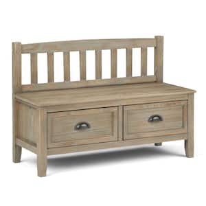 Burlington Solid Wood 42 in. Wide Transitional Entryway Storage Bench with Drawers in Distressed Grey