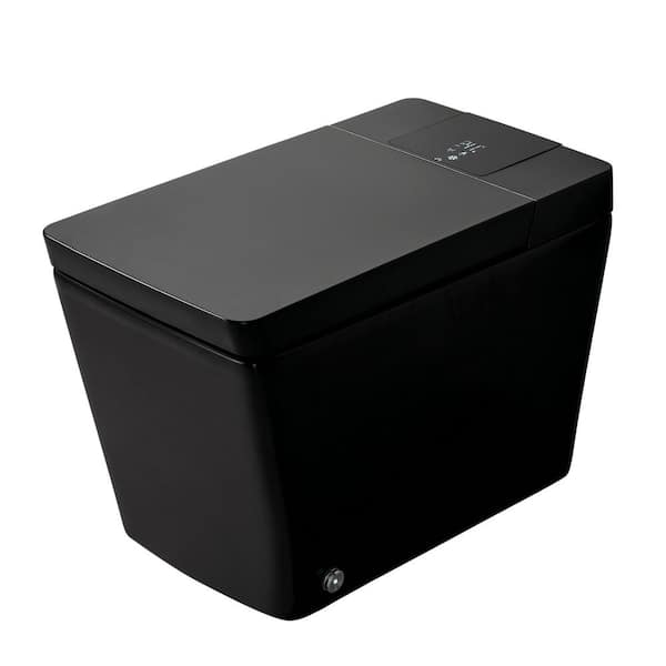1.2-1.32 GPF Auto Open Close Lid Elongated Smart Bidet Toilet in Matte Black with Heated Seat Remote Control