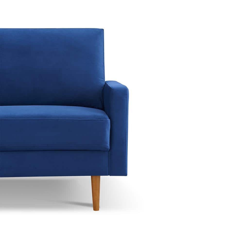 Modern Blue Velvet 57" Loveseat with Square Arms