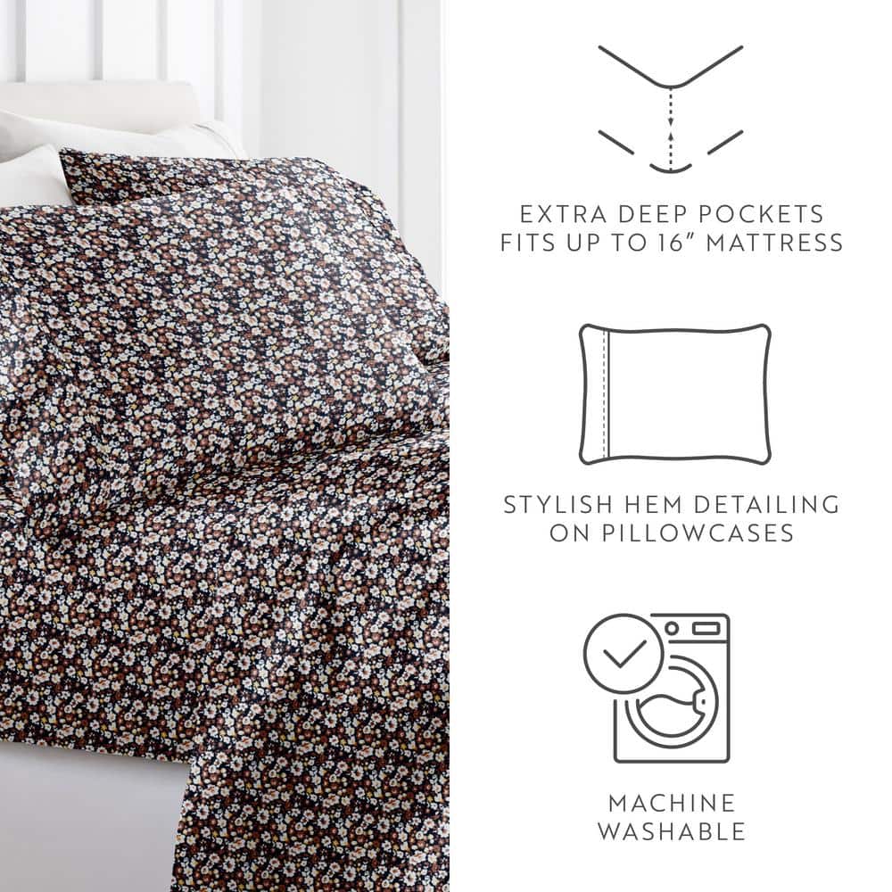 Twin Terracotta Floral Microfiber Kids Sheet Set