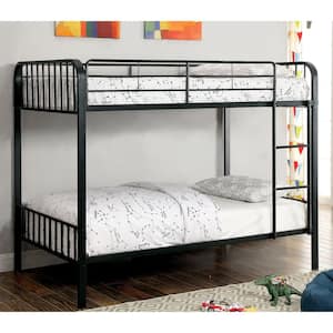 Diarra Black Twin over Twin Bunk Bed with Attached Ladder