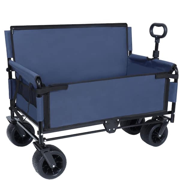 6.4 cu. ft. Steel Garden Cart with Elevated Side Plate in Dark Blue