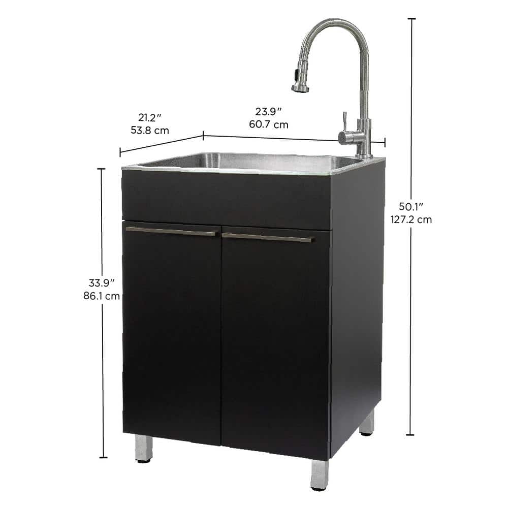 Black Stainless Steel Freestanding Laundry Sink with Faucet