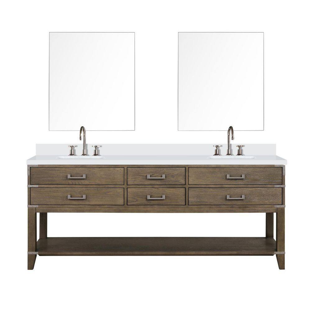 Irvington 80 in. W x 22 in. D Grey Oak Double Bath Vanity with Cultured Marble Top, Faucet Set, and 36 in. Mirrors price history on PriceWatchPro