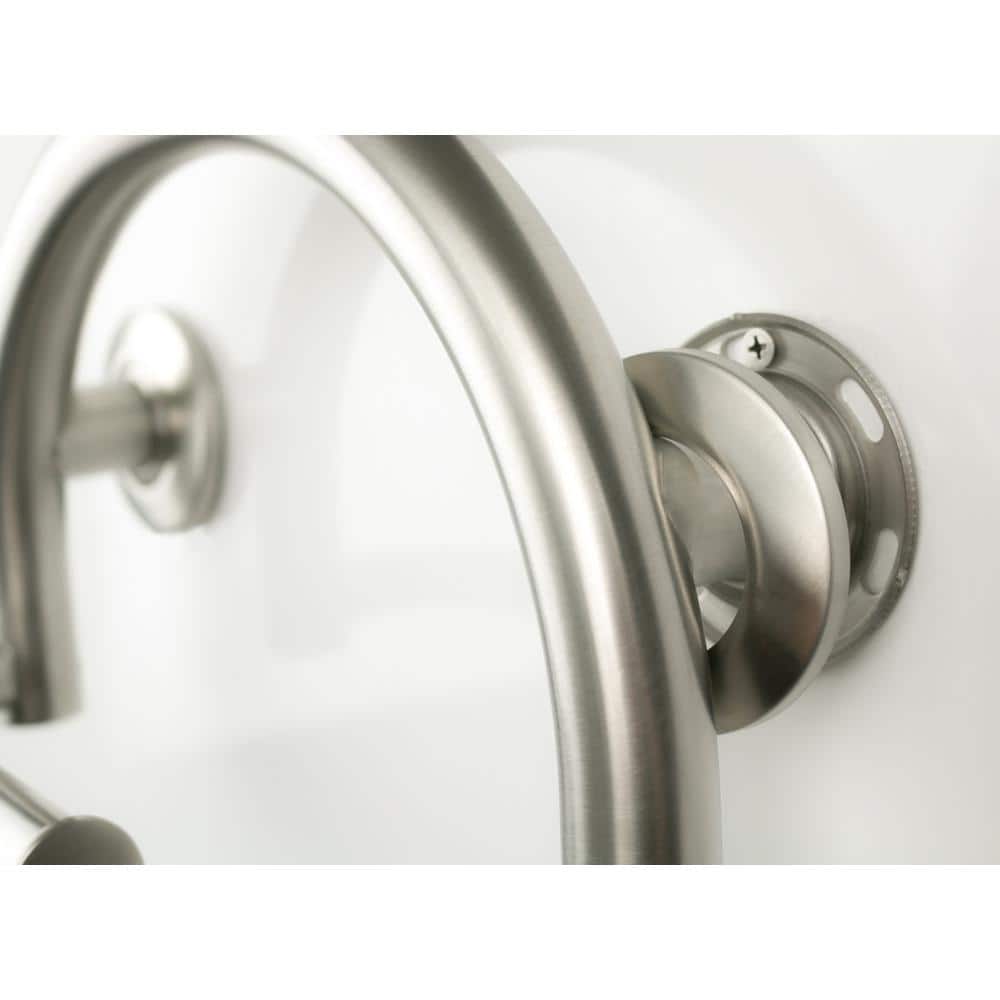 Brushed Nickel Satin Curved Grab Bar with Toilet Paper Holder