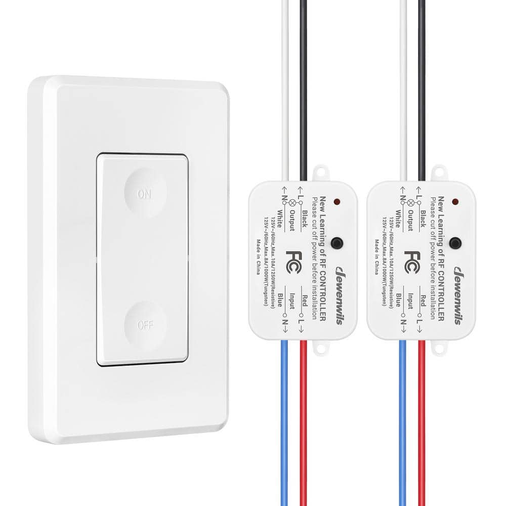 Wireless White Remote Control Light Switch and Receiver Kit