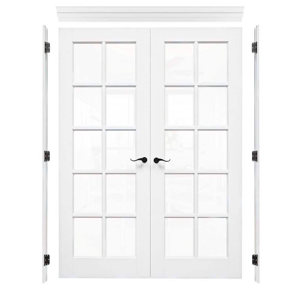 64 in. x 96 in. 10-Lite Clear Glass Universal White Solid Core Glass Double Prehung French Door+ Quick Assemble Jamb price history on PriceWatchPro