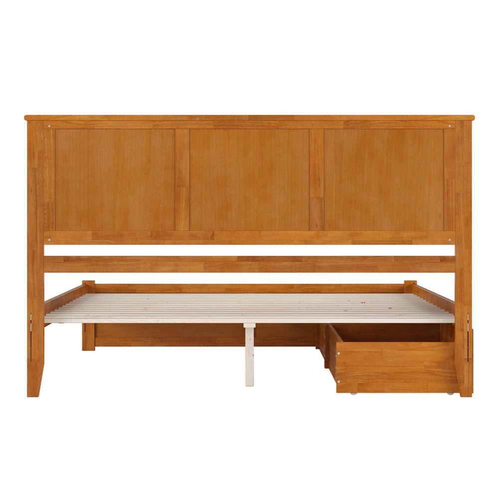 Madison King Light Toffee Wood Platform Bed with Storage Drawers