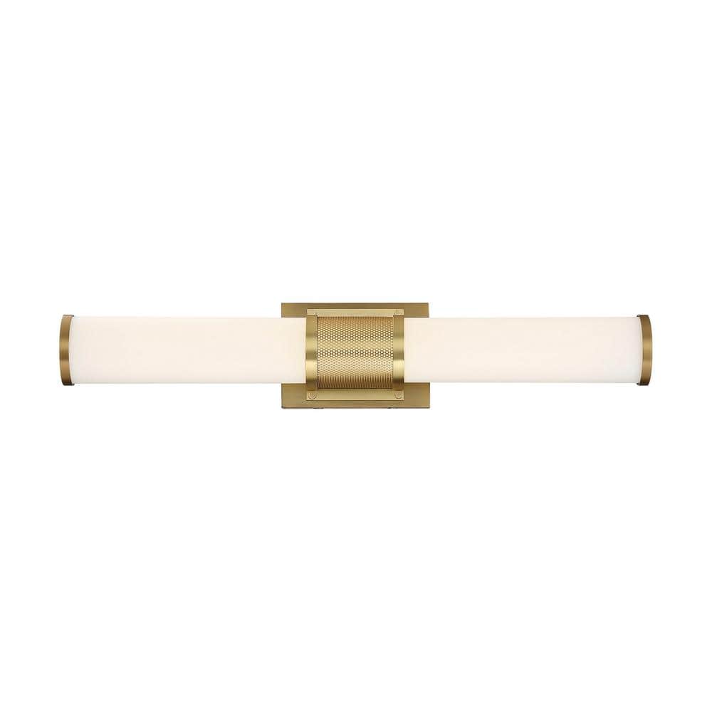 Nuvo Lighting 2-Light Brushed Brass Vanity Lights with Shades  LED  Corded Electric