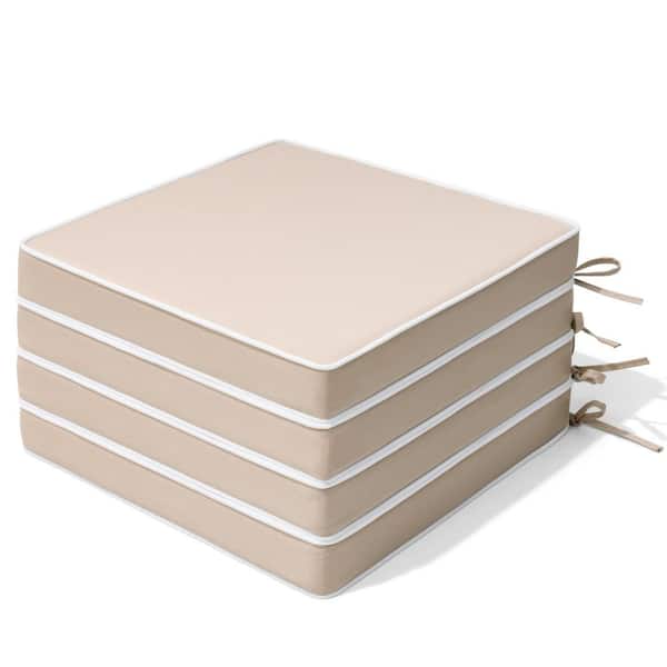 18.8 in. x 18.8 in. 4-Piece Outdoor Chair Cushion Patio Seat Cushions Set of 4 for Furniture in Beige