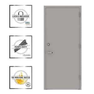 L.I.F Industries 36 In. X 80 In. Gray Flush Exit Left-Hand Fire Proof ...