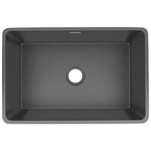 Elkay Fireclay 30 in. Farmhouse/Apron-Front Single Bowl Gray Fireclay Kitchen Sink Only