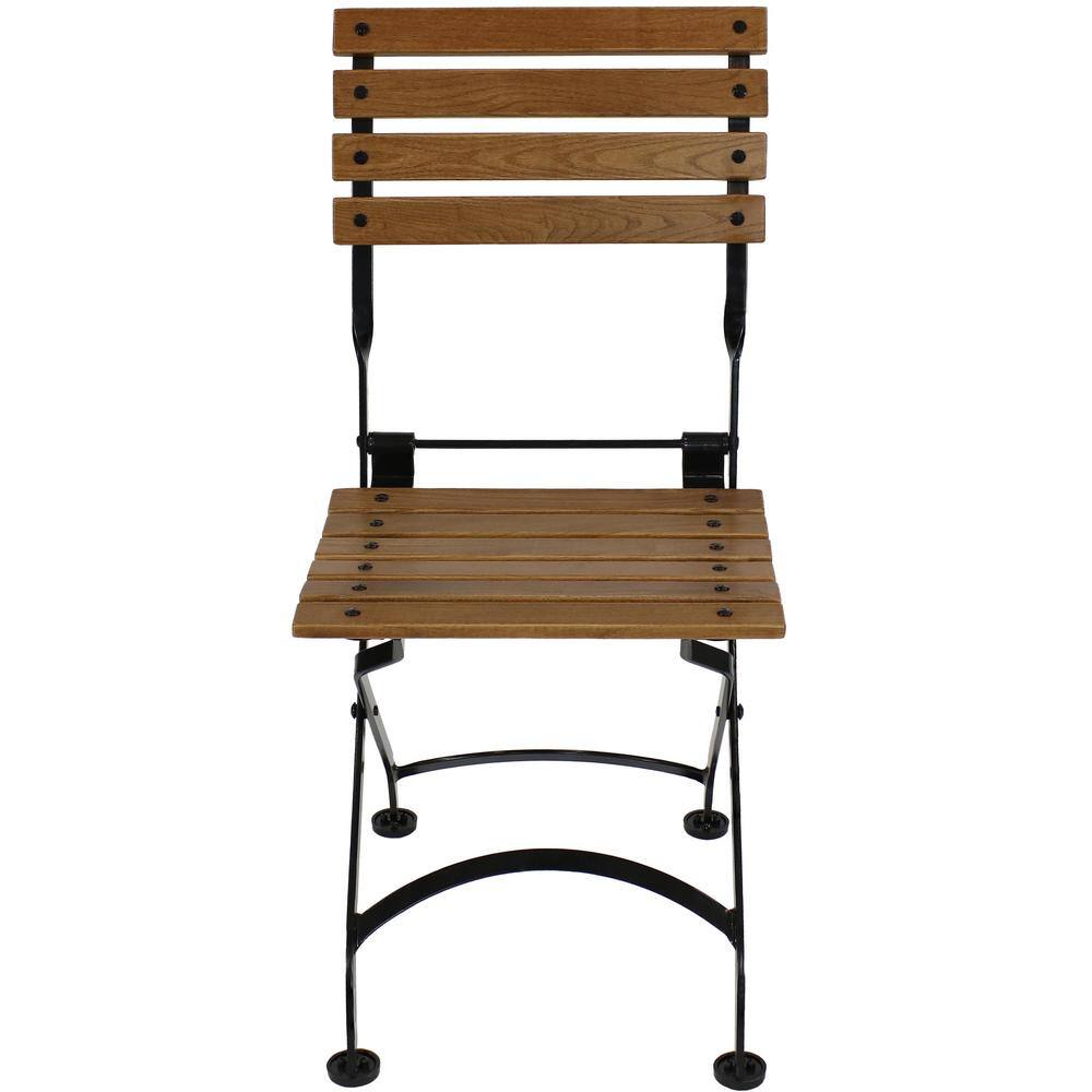 Chestnut Brown Folding Bistro Dining Chairs with Steel Frame - Set of 2