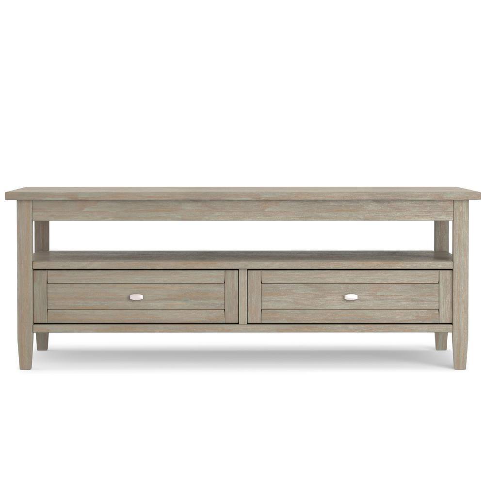 Distressed Gray Rectangular Wood Coffee Table with Storage