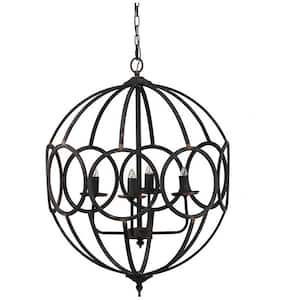 Farmhouse Chandelier, 4 Light Black Chandelier, Hanging Light Fixture for Kitchen Foyer Hallway, Bulb Not Included