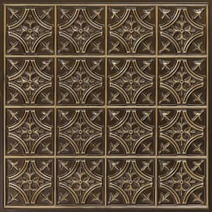 Scarlette 2 ft. L x 2 ft. L PVC GLue up or Lay in Ceiling Tile in Antique Gold (100 sq. ft./Case)